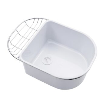 Pileta accesoria Luxor: en ABS color blanco, con aro de apoyo de acero inoxidable