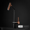 Grifería para cocina Johnson Glow Black & Gold: monocomando con pico extensible