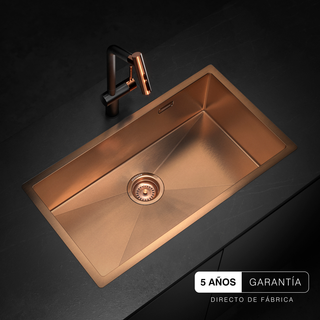 pileta cocina Rose Gold Johnson Signature Enkel 75 Nano PVD acero inoxidable